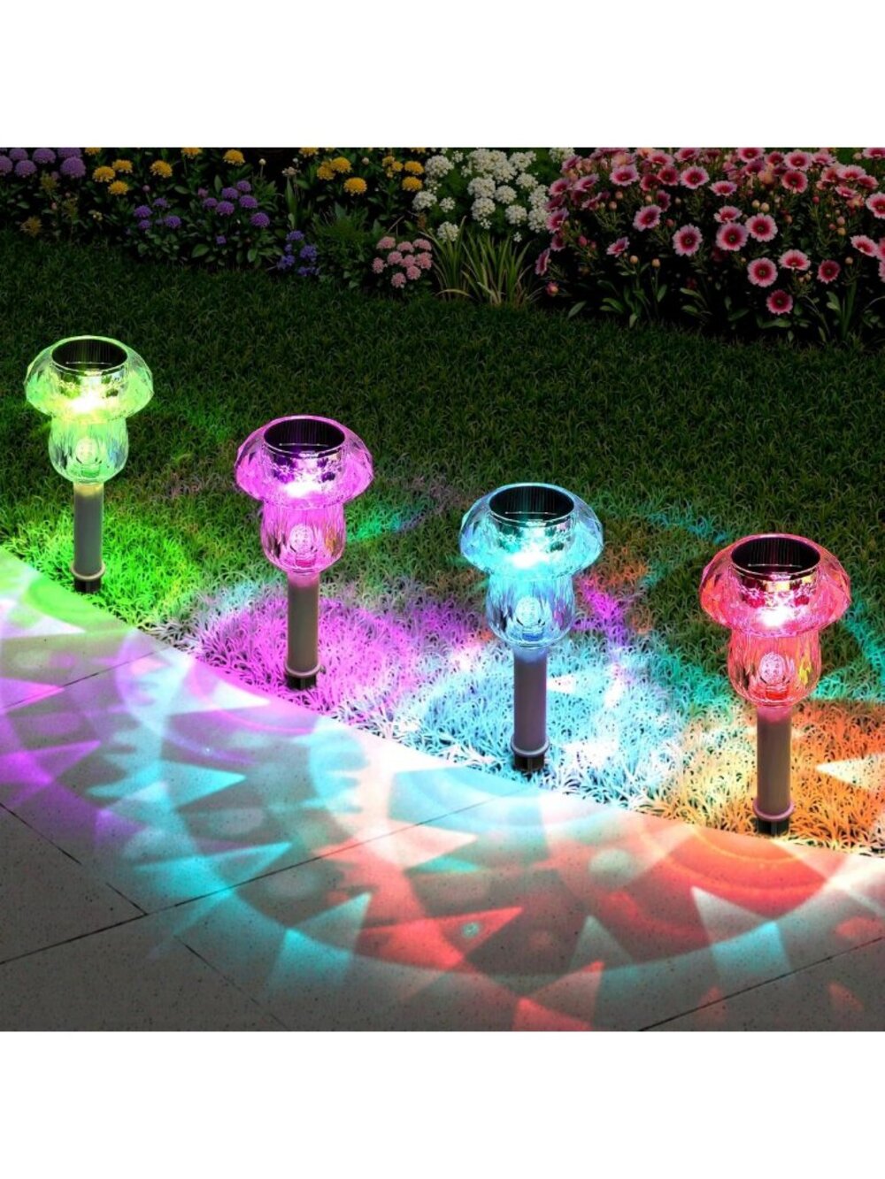 16 Pack Waterproof Solar Pathway Lights - Color Changing, Dusk to Dawn Garden